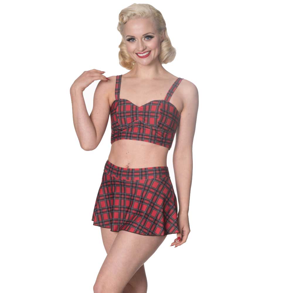 Banned - Wild plains tartan Bikini top - Red Product image